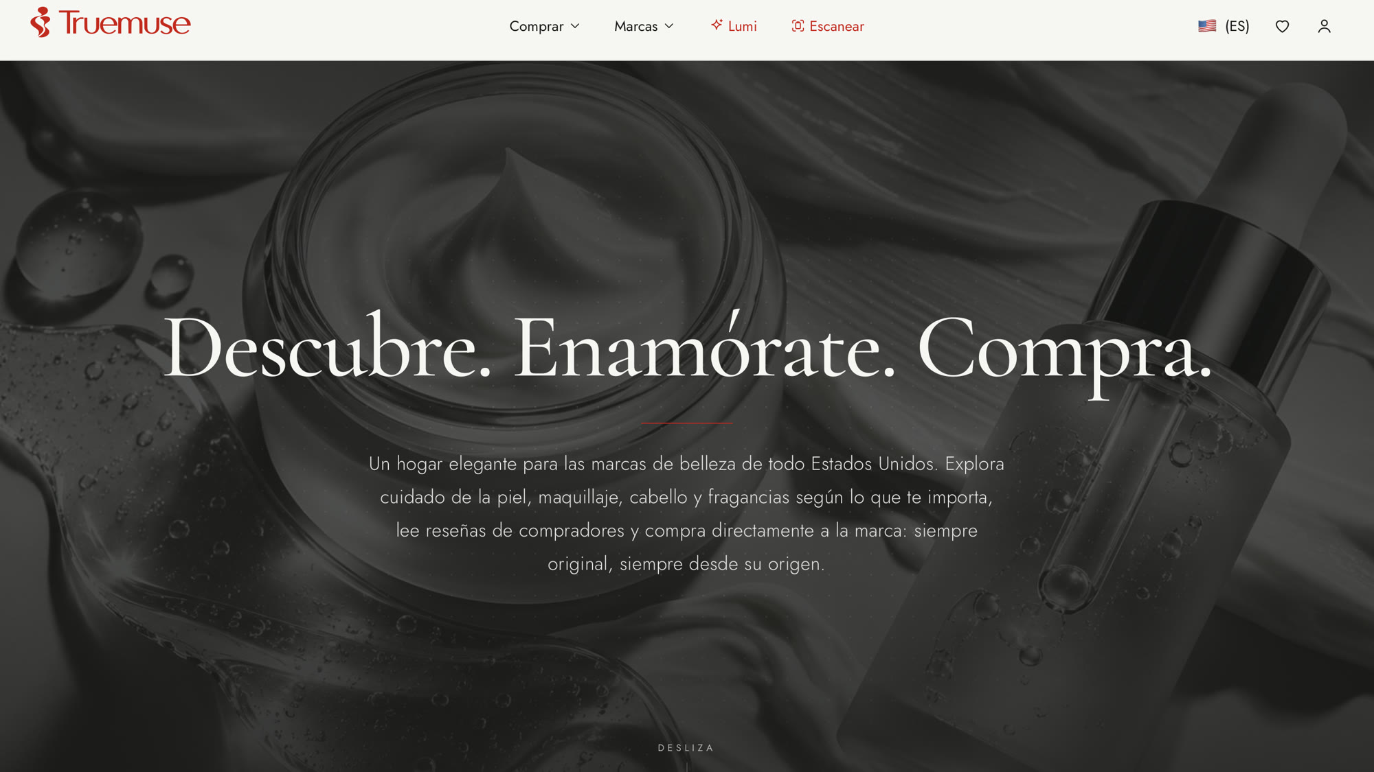 La web de Truemuse en un ordenador de escritorio