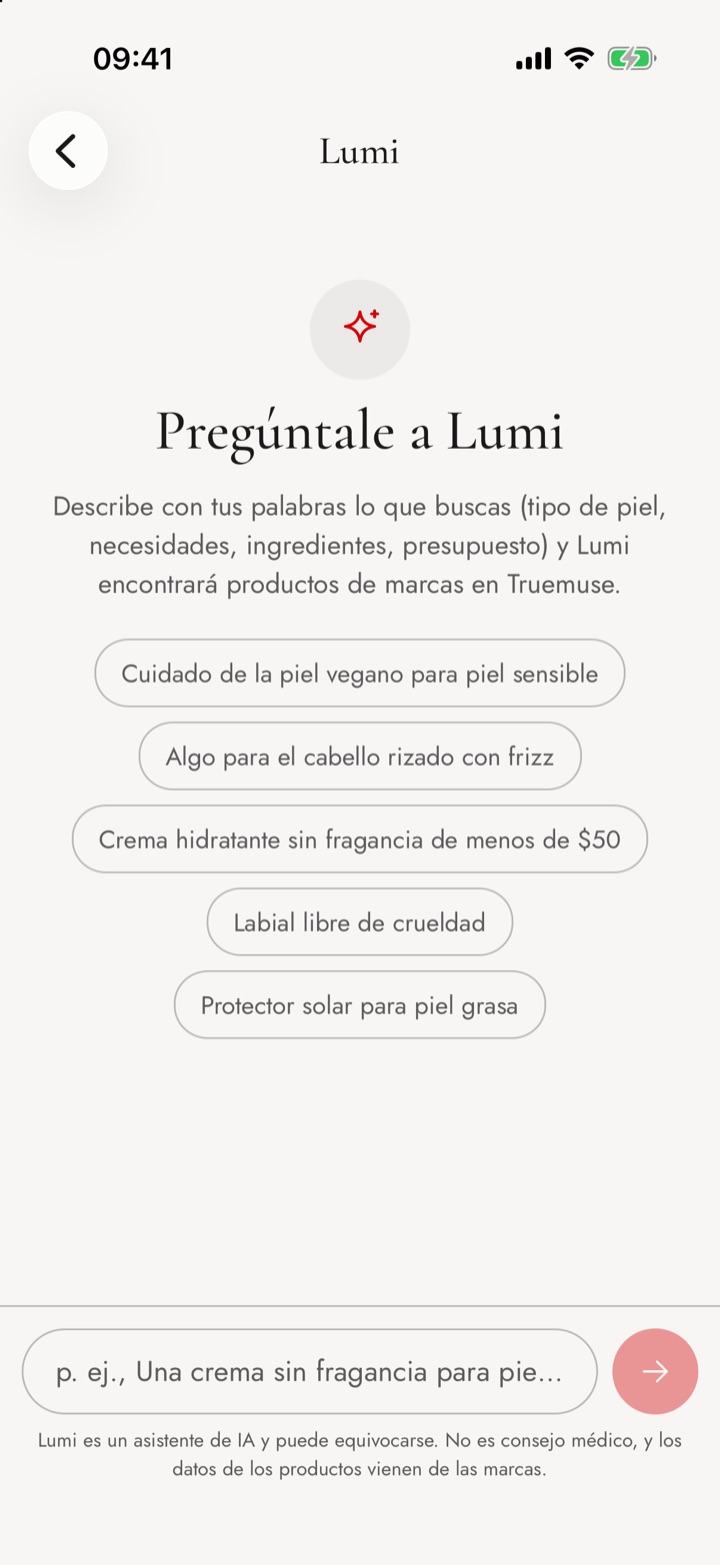 Pregúntale a Lumi en la app de Truemuse